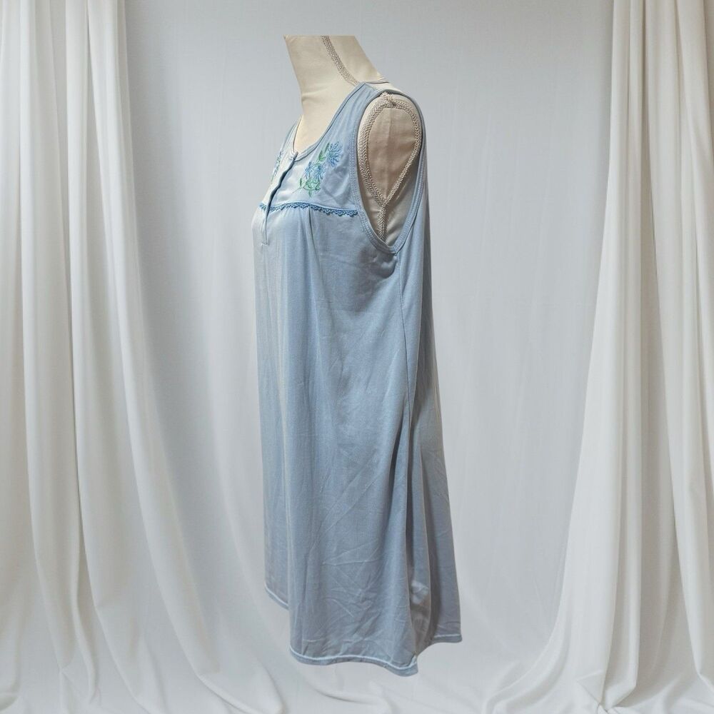 LATI FASHION Size Large Nightgown Sleeveless Floral Baby‎ Blue Powder - Picture 4 of 9